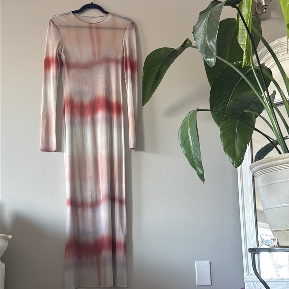 Zara Sheer Mesh Top in Cream and Pink